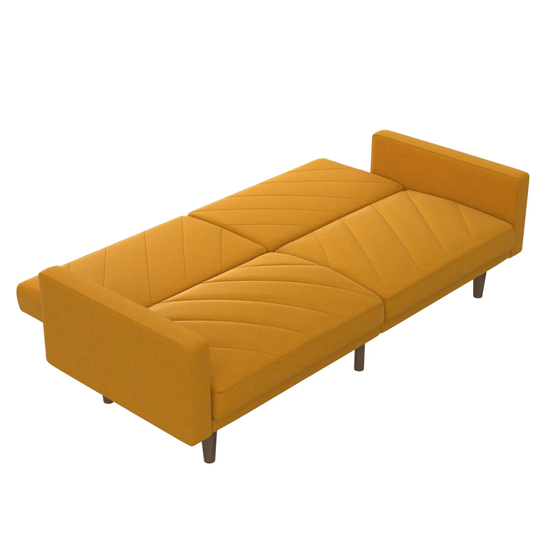 Pawson Linen Fabric Sofa Bed With Wooden Legs In Mustard Furniture in