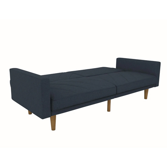 Pawson Fabric Sofa Bed With Wooden Legs In Navy Blue