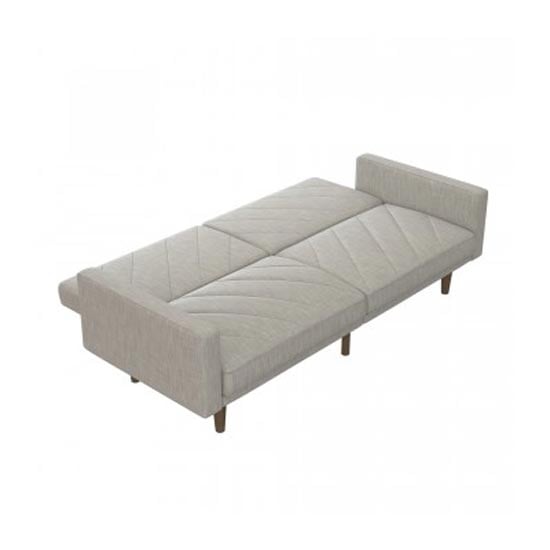 Portbury Linen Sofa Bed In Light Grey With Wooden Feets_2