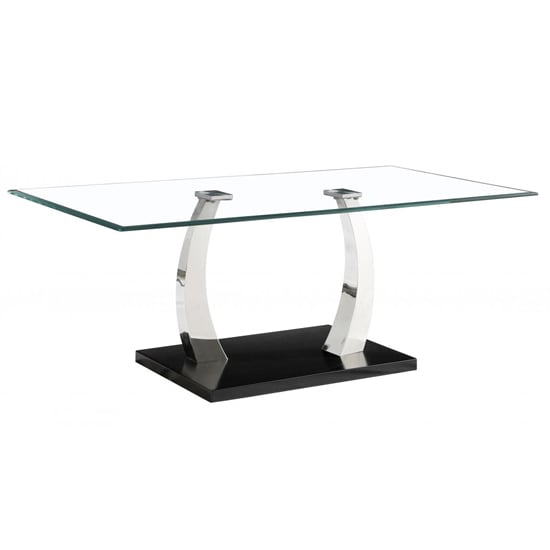 Photo of Payne clear glass coffee table with stainless steel base