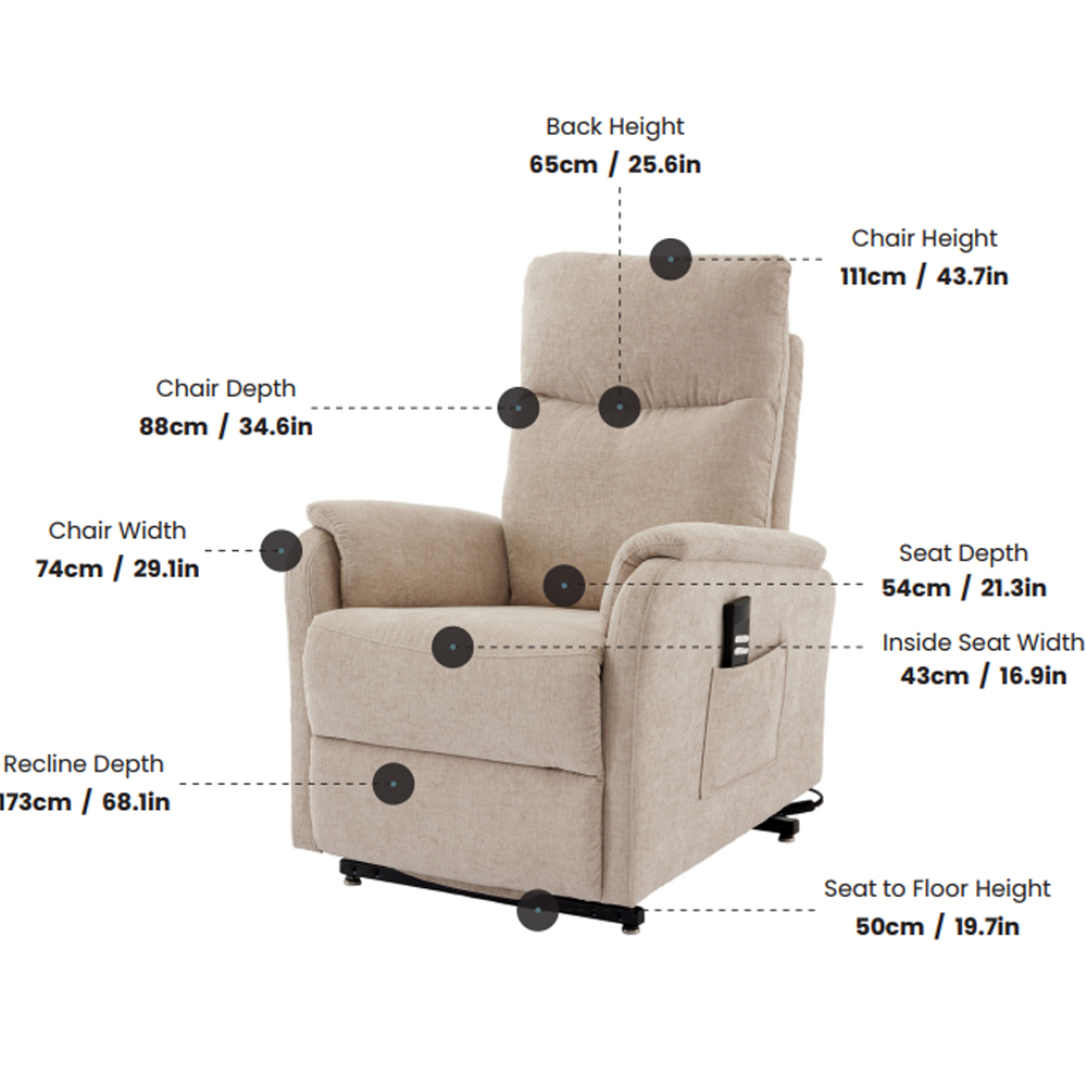 Payson Fabric Electric Recliner Chair In Cloud