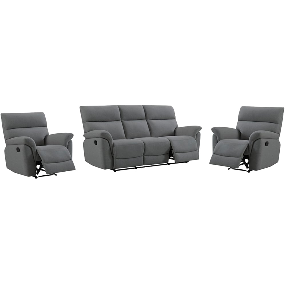 Payson Fabric Recliner 3+1+1 Seater Sofa Set In Anthracite