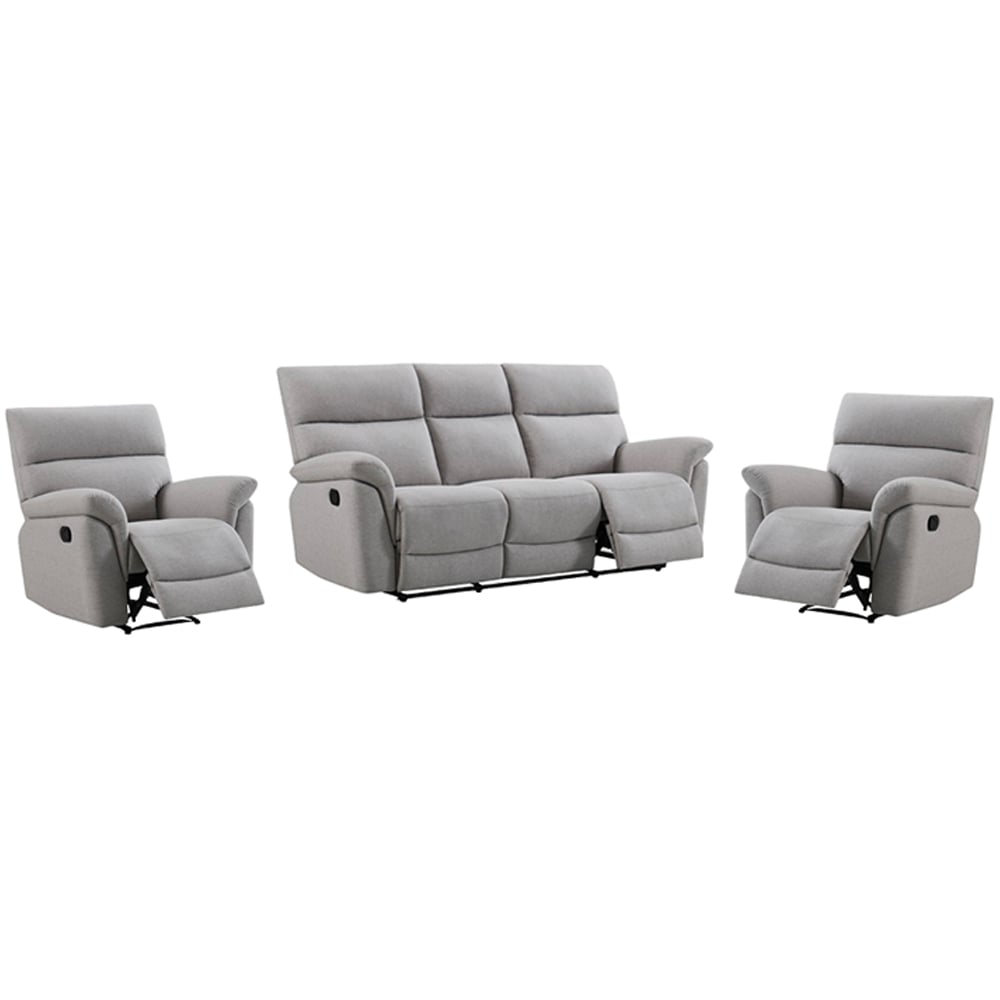 Payson Fabric Recliner 3+1+1 Seater Sofa Set In Ash
