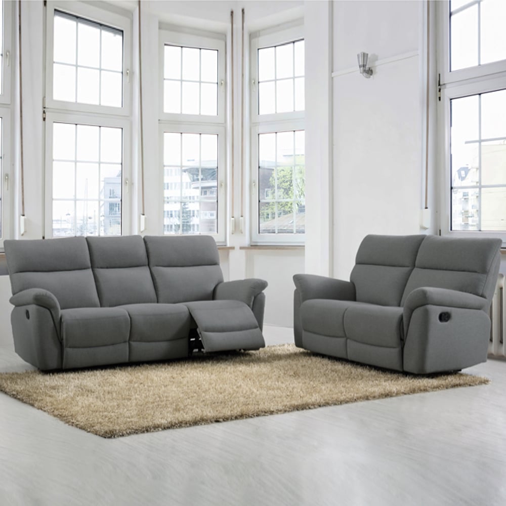 Payson Fabric Recliner 3+2 Seater Sofa Set In Anthracite