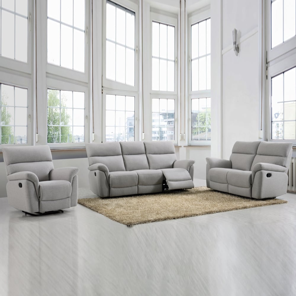 Payson Fabric Recliner Sofa Suite In Ash