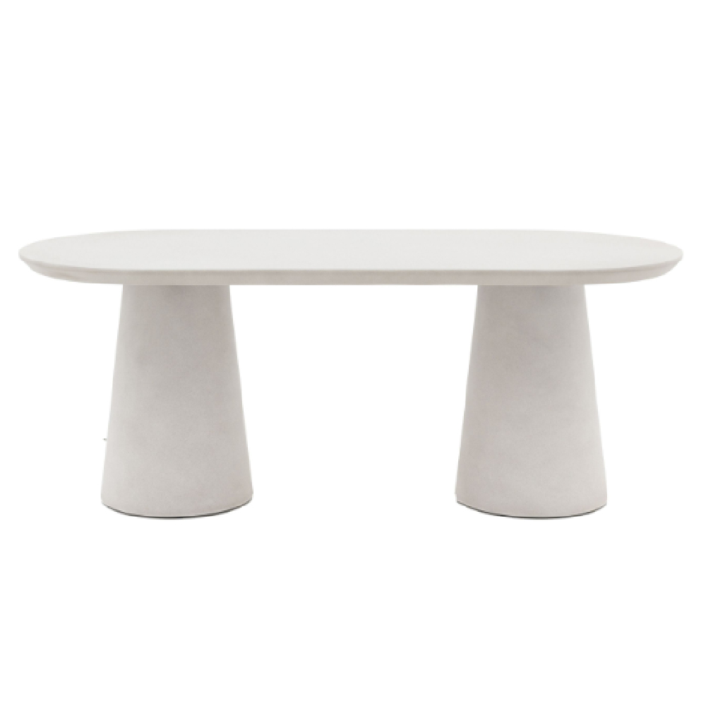 Payson Glass Concrete Oval Dining Table In Linen