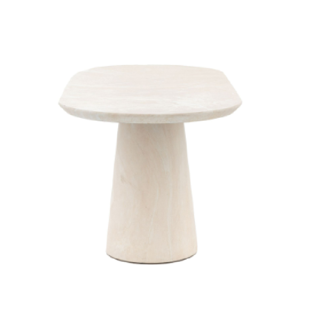 Payson Glass Concrete Oval Dining Table In Travertine