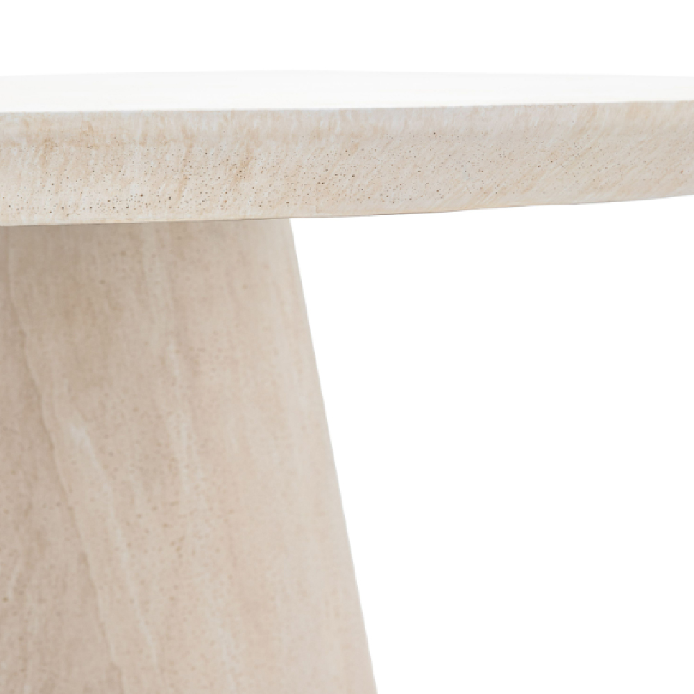 Payson Glass Concrete Round Dining Table In Travertine
