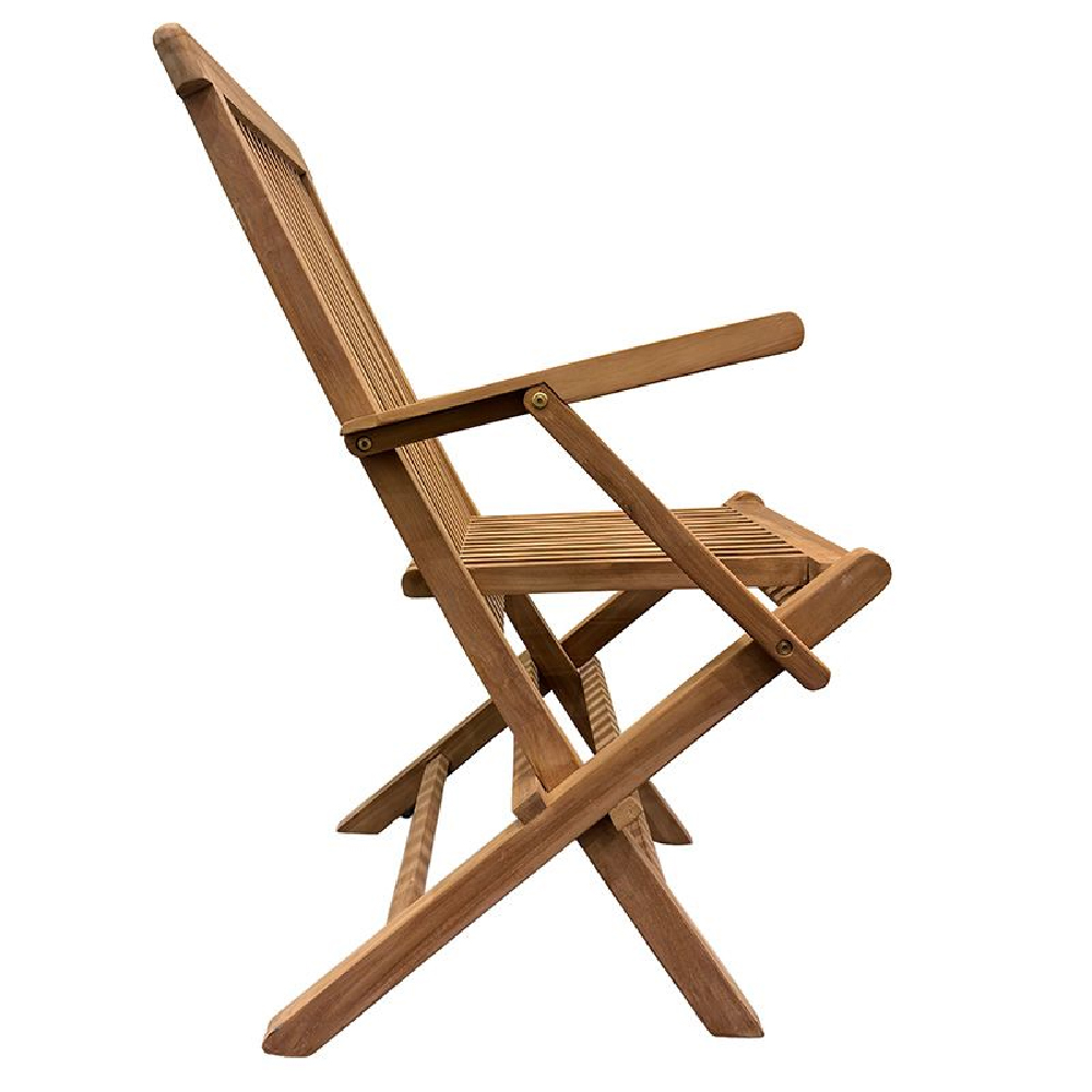 Payson Teak Wooden Folding Arm Chairs In Pair