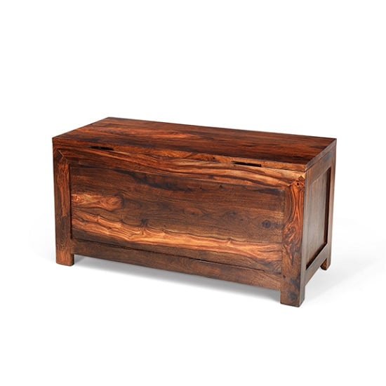 View Payton wooden blanket box in sheesham hardwood with lift up top