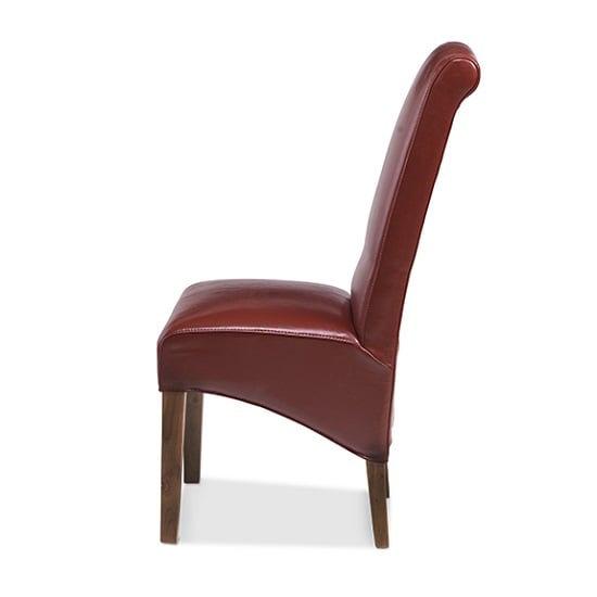Payton Dining Chair In Red Bonded Leather And Dark Legs_2