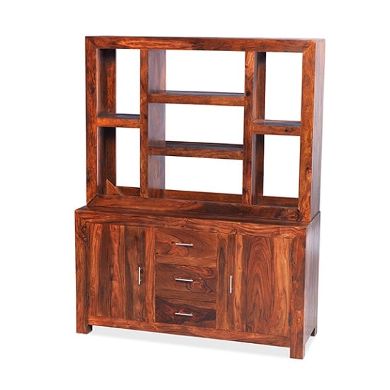 Payton Wooden Display Cabinet Wide In Sheesham Hardwood_1