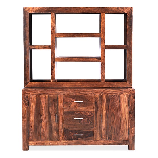 Payton Wooden Display Cabinet Wide In Sheesham Hardwood_3