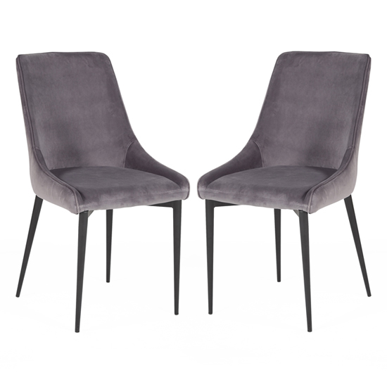Payton Grey Velvet Dining Chairs With Metal Legs In Pair Furniture in