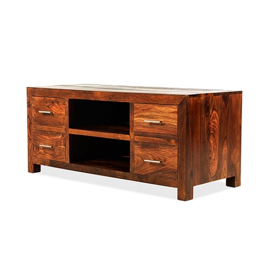 Photo of Payton wooden tv stand in sheesham hardwood and 4 drawers