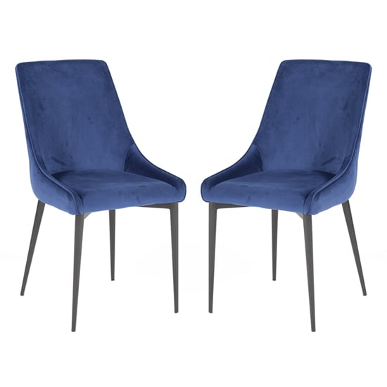 Payton Navy Velvet Dining Chairs With Metal Legs In Pair Furniture in