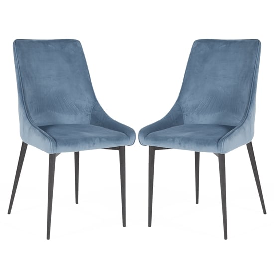 Read more about Payton teal velvet dining chairs with metal legs in pair