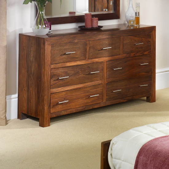 Photo of Payton chest of drawers wide in sheesham hardwood with 7 drawers