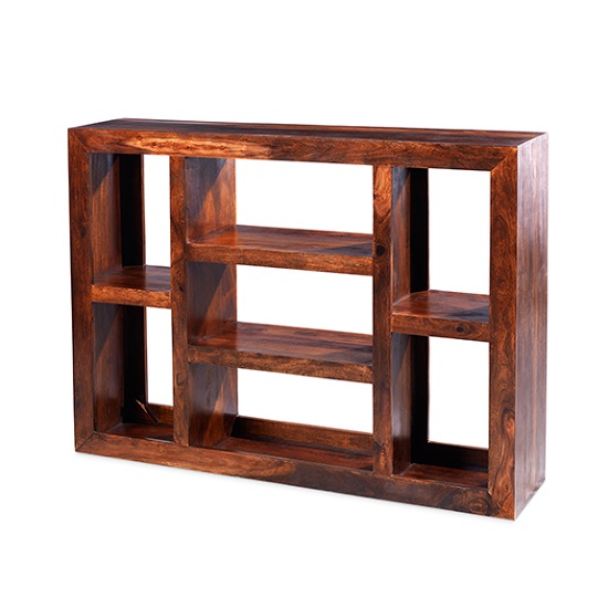 Payton Wooden Shelving Unit Wide In Sheesham Hardwood thumbnail