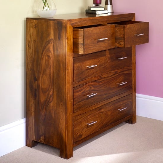 Payton Chest Of Drawers In Sheesham Hardwood With 5 Drawers_2