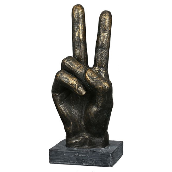 Peace Poly Design Sculpture In Antique Bronze And Grey