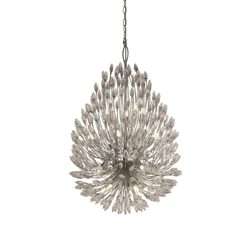 Read more about Peacock 20 light clear crystal pendant light in chrome