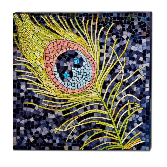 Product photograph of Peacock Feather Mosaic Glass Wall Art from Furniture in Fashion