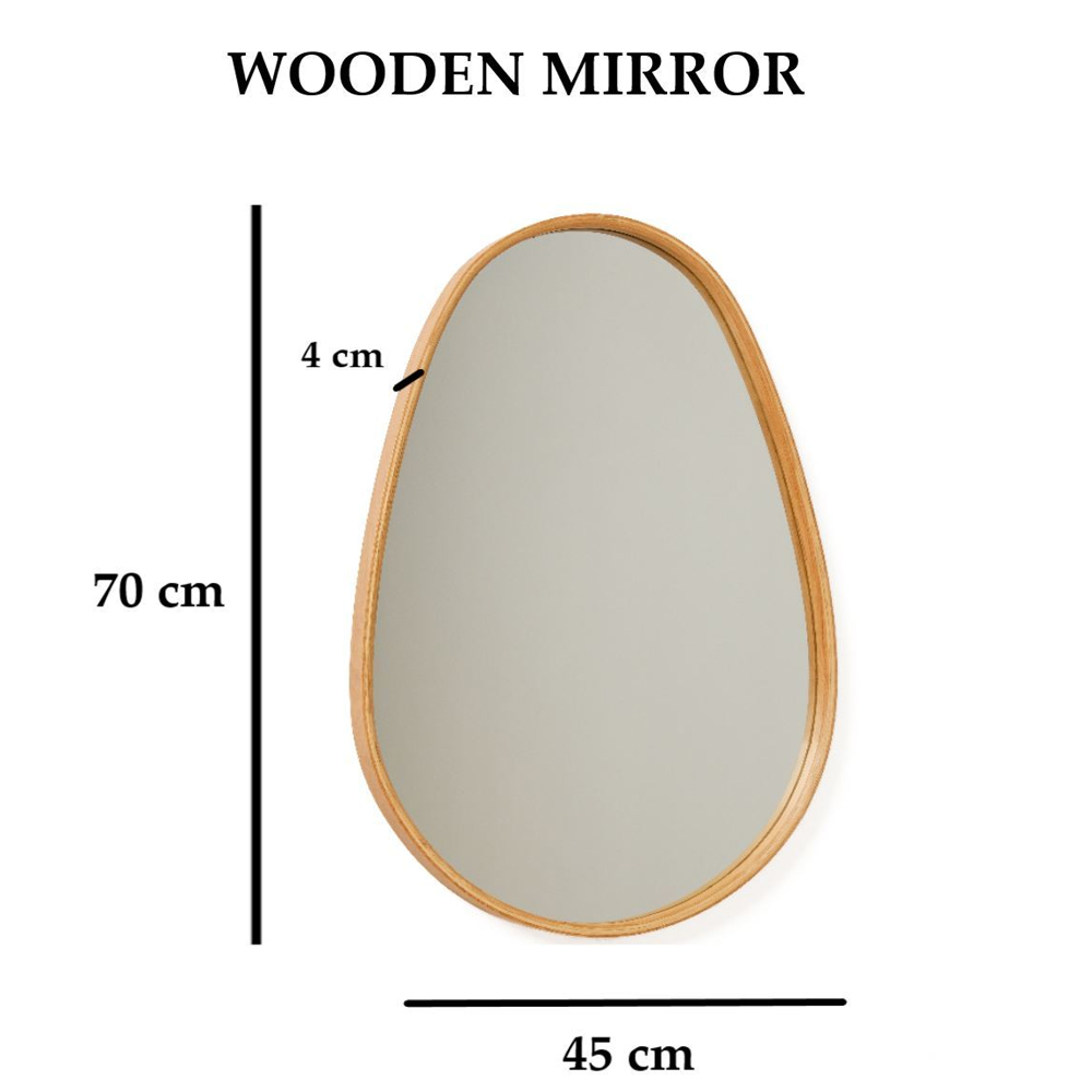 Pear Glass Wall Mirror with Solid Oak Wood Frame