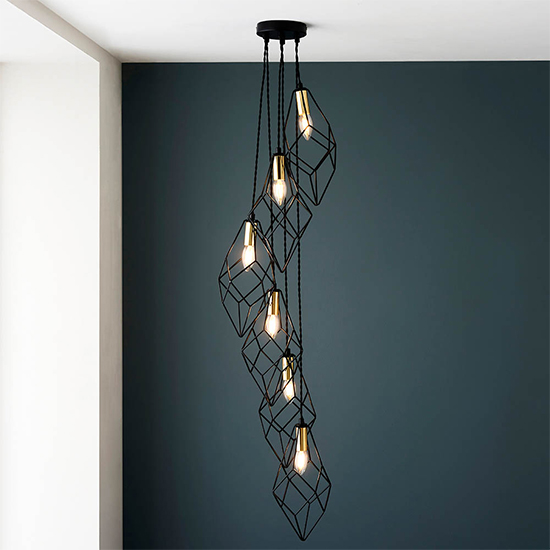 Product photograph of Pearl 6 Lights Ceiling Pendant Light In Matt Black from Furniture in Fashion