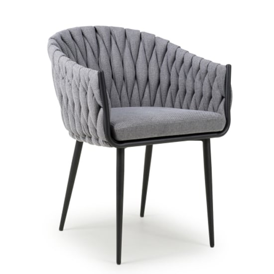 Product photograph of Pearl Braided Fabric Dining Chair In Grey from Furniture in Fashion