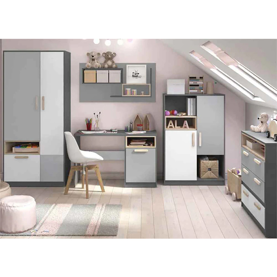 Pearl Kids Wooden Wall Shelf In Graphite