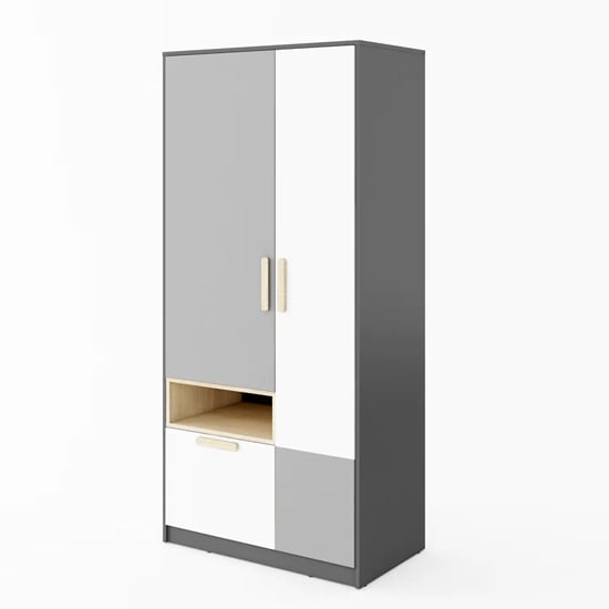 Read more about Pearl kids wooden wardrobe with 2 doors in graphite