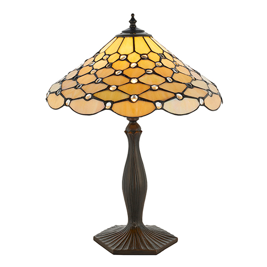 Pearl Medium Tiffany Glass Table Lamp In Bronze_4