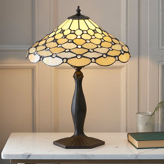 Product photograph of Pearl Medium Tiffany Glass Table Lamp In Bronze from Furniture in Fashion