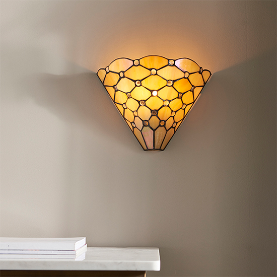 Pearl Tiffany Glass Wall Light In Matt Black