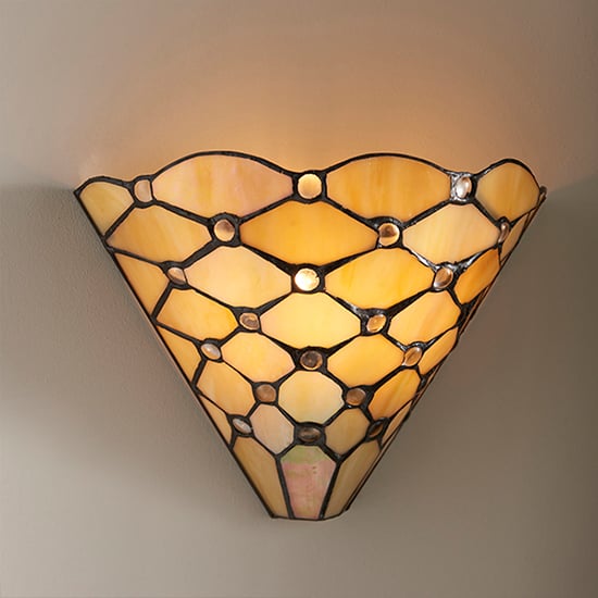 Photo of Pearl tiffany glass wall light in matt black