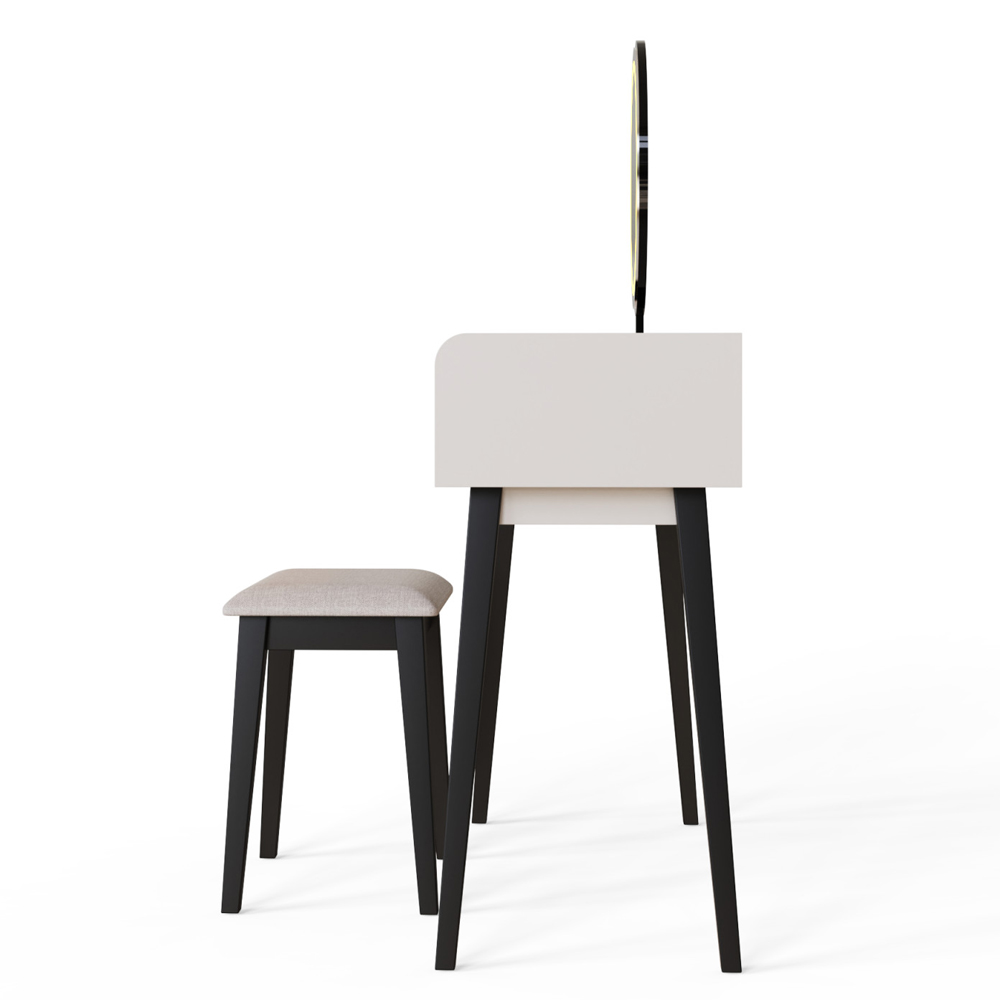 Pearland Wooden Dressing Table Set In White And Black