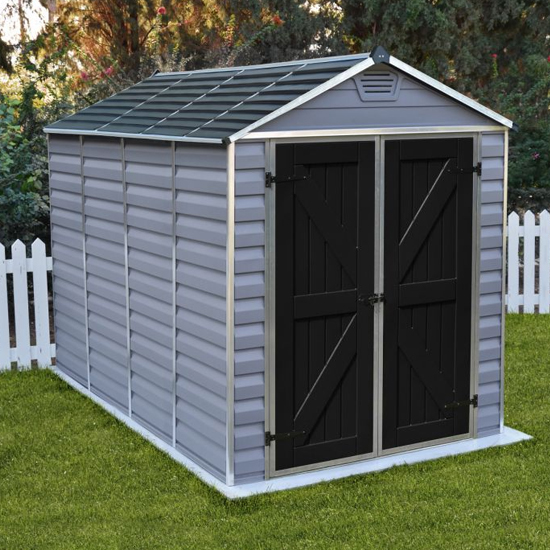 Product photograph of Peaslake Skylight Plastic 6x10 Deco Apex Shed In Grey from Furniture in Fashion