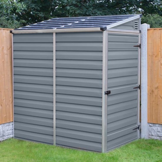 Photo of Peaslake skylight plastic 4x6 pent shed in grey