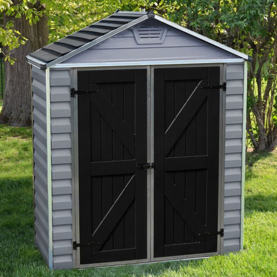 Product photograph of Peaslake Skylight Plastic 6x3 Deco Apex Shed In Grey from Furniture in Fashion