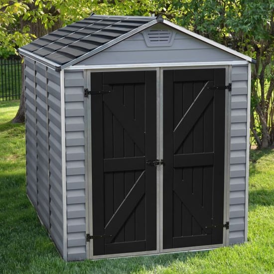 Product photograph of Peaslake Skylight Plastic 6x8 Deco Apex Shed In Grey from Furniture in Fashion