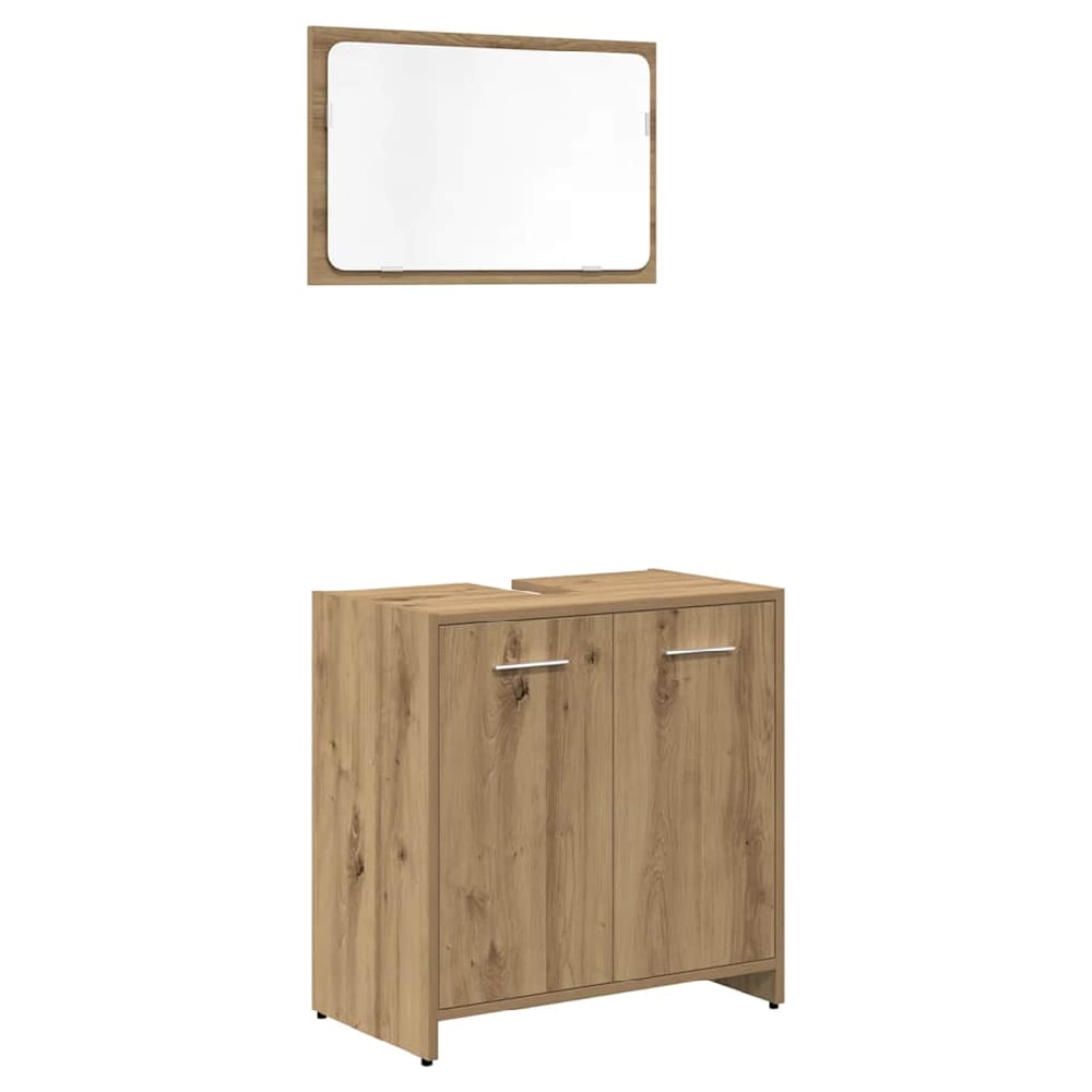 Pecos Wooden 3 Piece Bathroom Furniture With Mirror In Light Oak