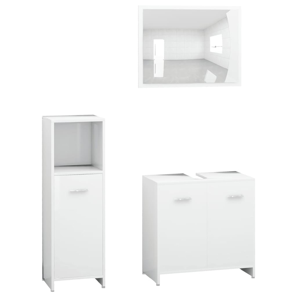 Pecos Wooden 3 Piece Bathroom Furniture With Mirror In White