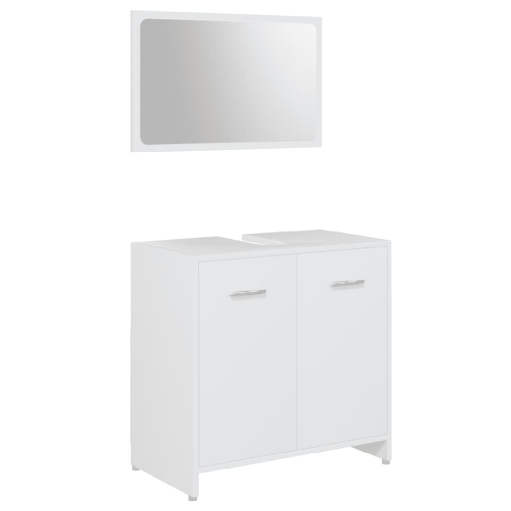 Pecos Wooden 3 Piece Bathroom Furniture With Mirror In White