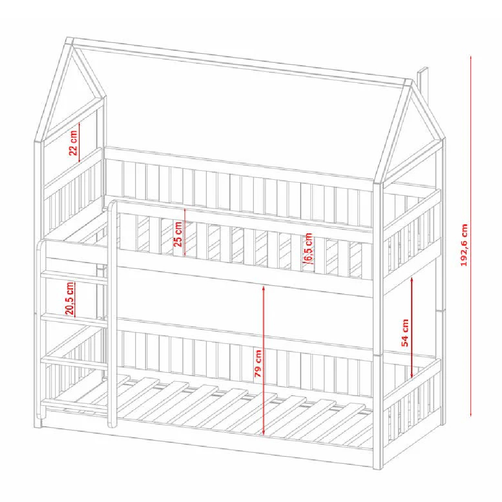 Pecos Wooden Bunk Bed Without Mattress In Grey