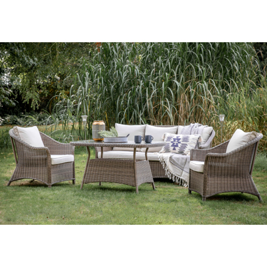 Pecox Outdoor Wooden Lounger Set With Coffee Table In Natural