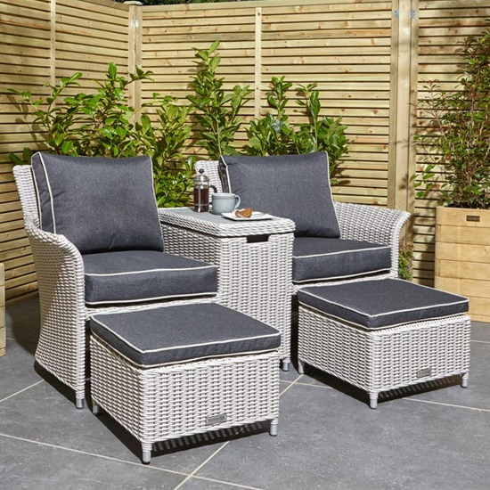 Read more about Peebles companion seats with foot stools in putty grey