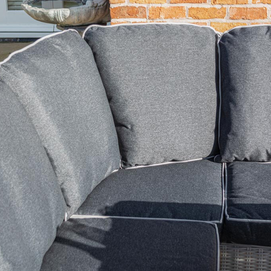 Peebles Corner Sofa With Dining Set And Benches In Putty Grey