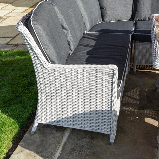 Peebles Corner Sofa With Dining Set And Benches In Putty Grey