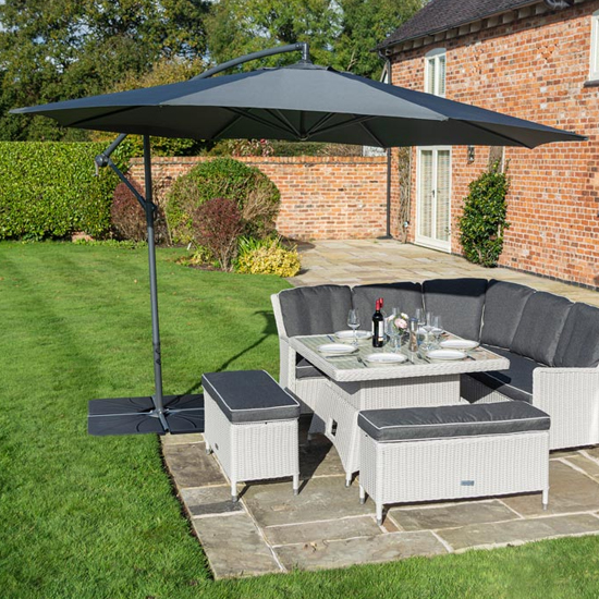 Read more about Peebles fabric overhang parasol with powder coat steel frame